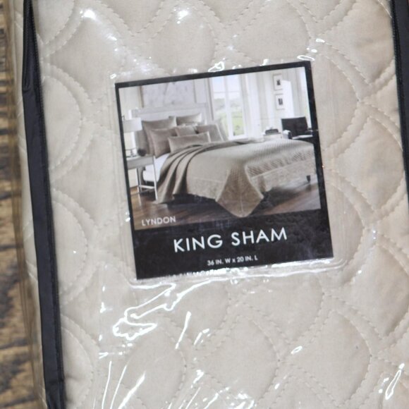 NWT J. Queen New York Lyndon Quilted Single Pillow Sham Taupe Brown King - Picture 6 of 7